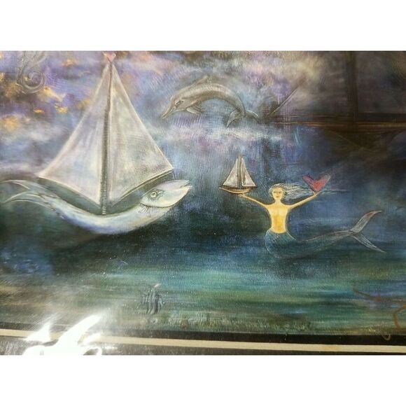 Robert‎ Shields 5"x8" Mermaid Love Lithograph Signed by Artist Cardboard Frame - Picture 4 of 8
